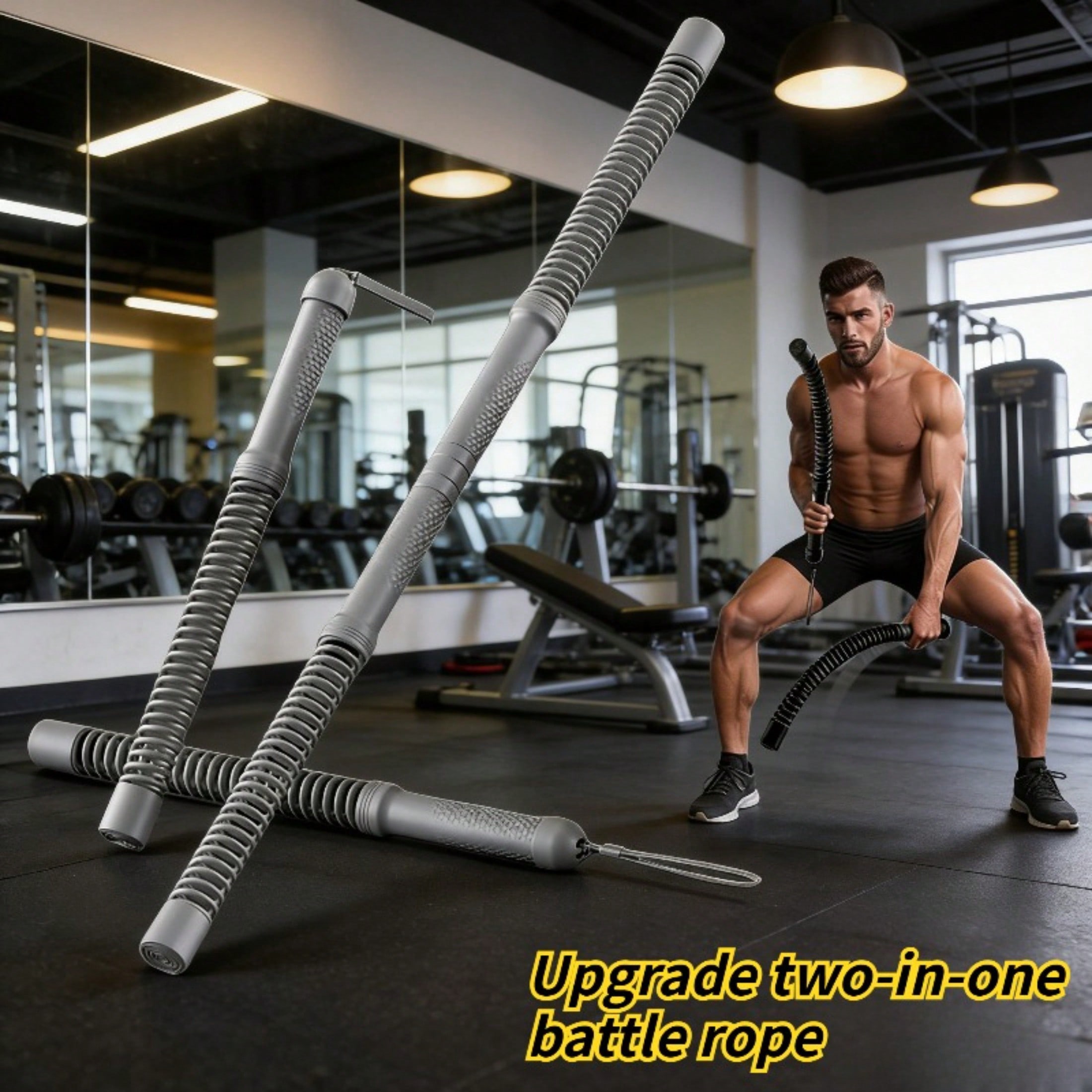 2-in-1 Cordless Battle Rope Po - Crossfit Workout With Equipment ulasan dan harga
